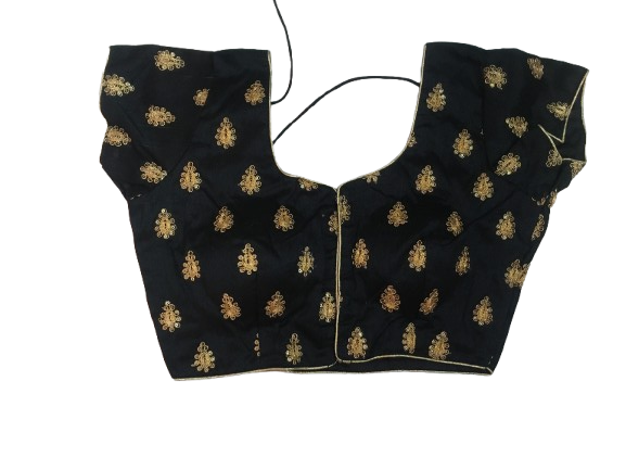 Raw Silk Black Designer Blouse 07